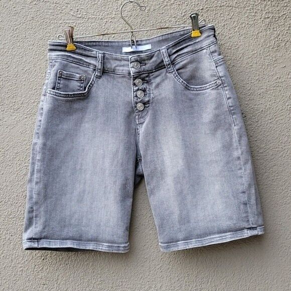 Vintage Y2K MAC-Jeans Mens 34 Gray  Chambray Button Front Shorts Germany - Picture 2 of 9